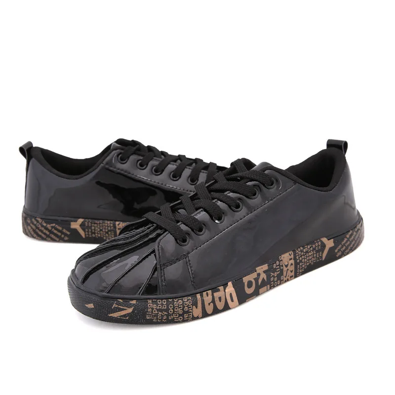 

Large Size Spring Gold Shoes MEN'S SHOES Bright Surface Patent Leather Korean-style Trendy Shoes Sports Couples Casual Shoes