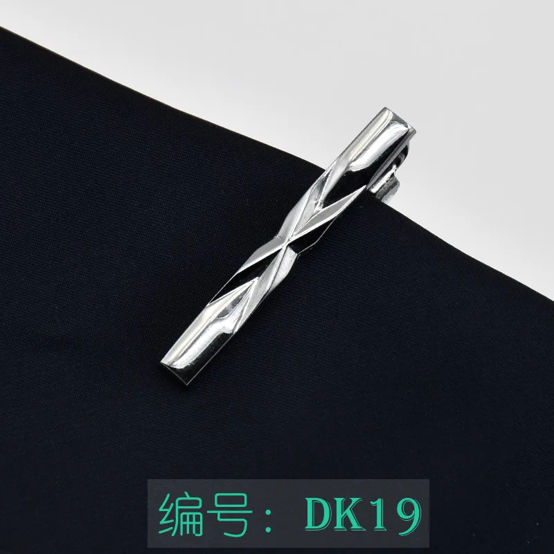 DK19 Короткий корейский металлический зажим для галстука для мужчин простой серебряный Модный 24 высокое качество Медь зажимы галстука классический тренд Новинка подарки - Окраска металла: DK19