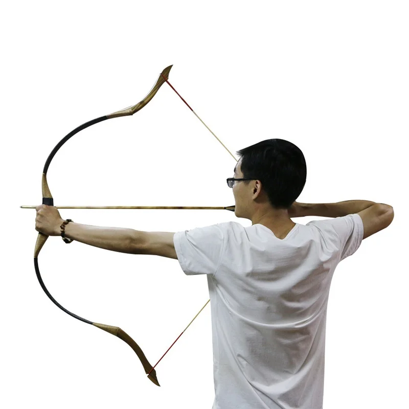 Tiro com Arco Novo Tradicional Caça Recurvo Artesanal Mongol Cavalo Longbow 30-50lbs 5 Arco e flecha
