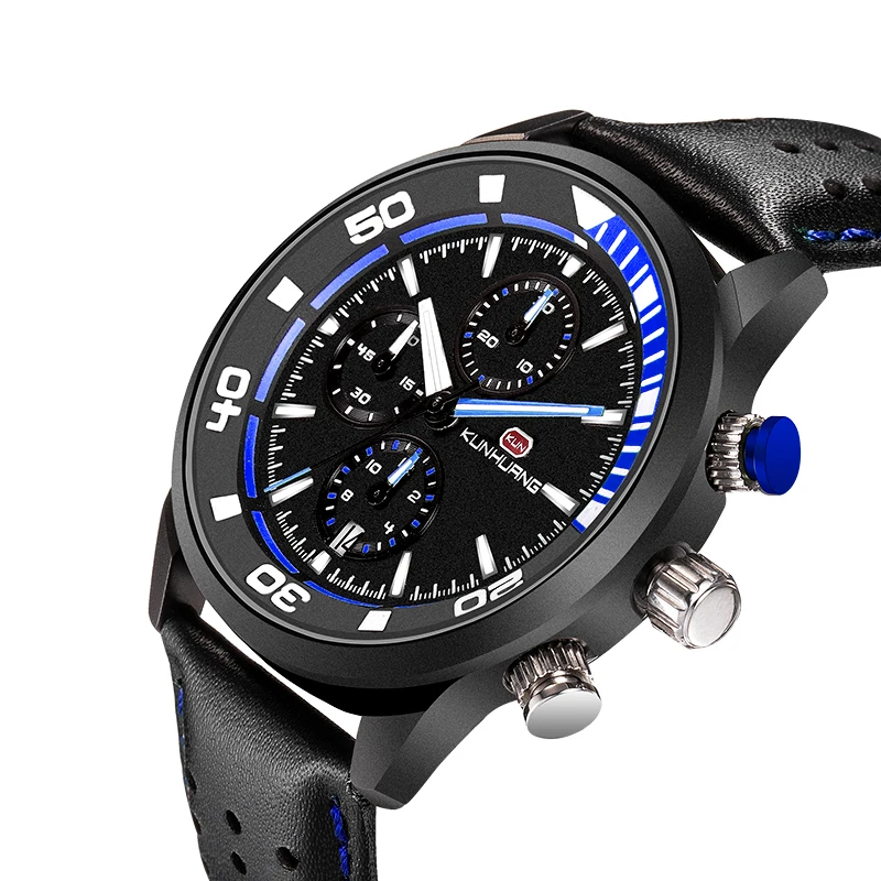 

KUNHUANG 2020 Watch For Men Military Sports Waterproof Quartz Movement Creative Multifunction Men's Watches Relogio Masculino
