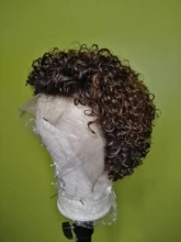 Beeos corto rizado 250% corte Pixie Bob peluca 13*2 Frente de encaje pelucas de cabello humano Remy brasileño cabello humano Pre arrancado con el pelo del bebé