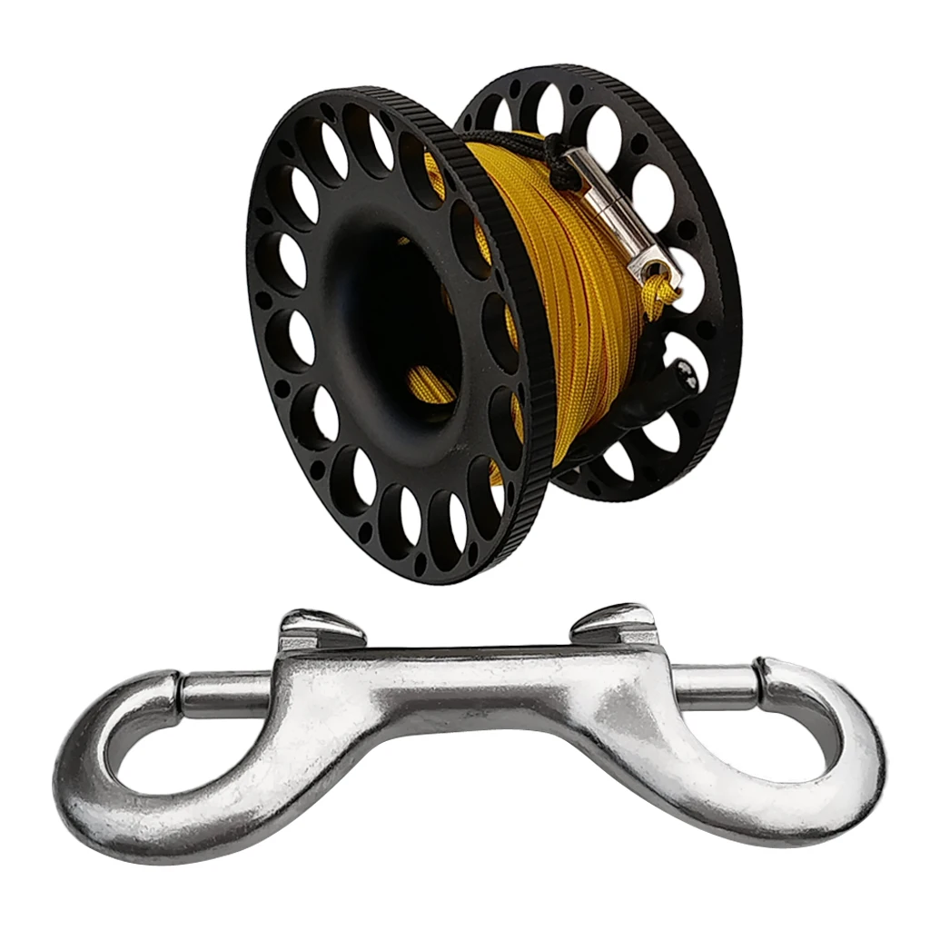 Finger Spool катушка с Нержавеющая сталь двусторонний зажим крушение Дайвинг Tech катушки - Цвет: Черный