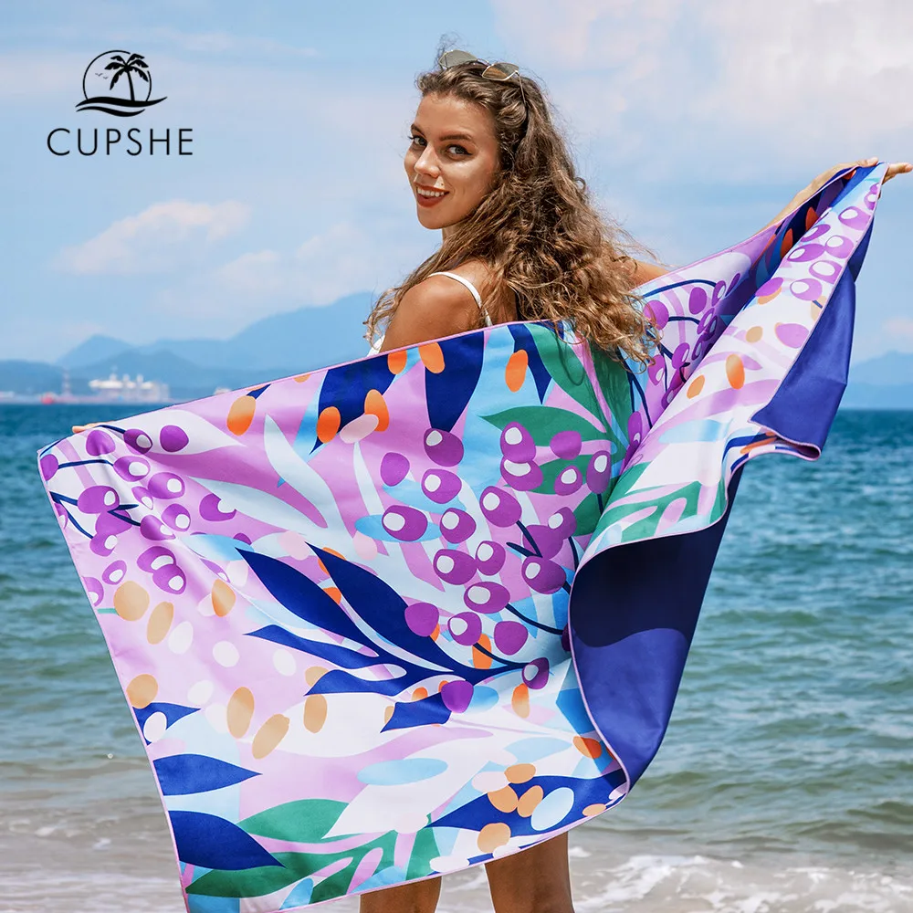 CUPSHE Floral Beach Towel Soft Quick Dry Rectangle Shaped Swimming Beach Pool Gym Blanket 2022 Beach Sports Yoga Bath Towels 1
