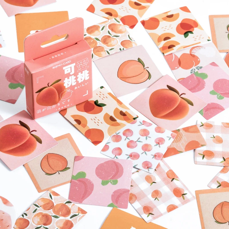Mohamm-pegatinas de la serie Peach, 46 Uds., decoración de papel de álbum de recortes, suministros creativos para Colegio estacionario tela