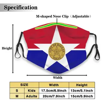 

Reusable Safety Mouth Masks with Replaceable Filter Dallas Flag Printed Adjust Earloop(One Mask + 2 Filters)-M