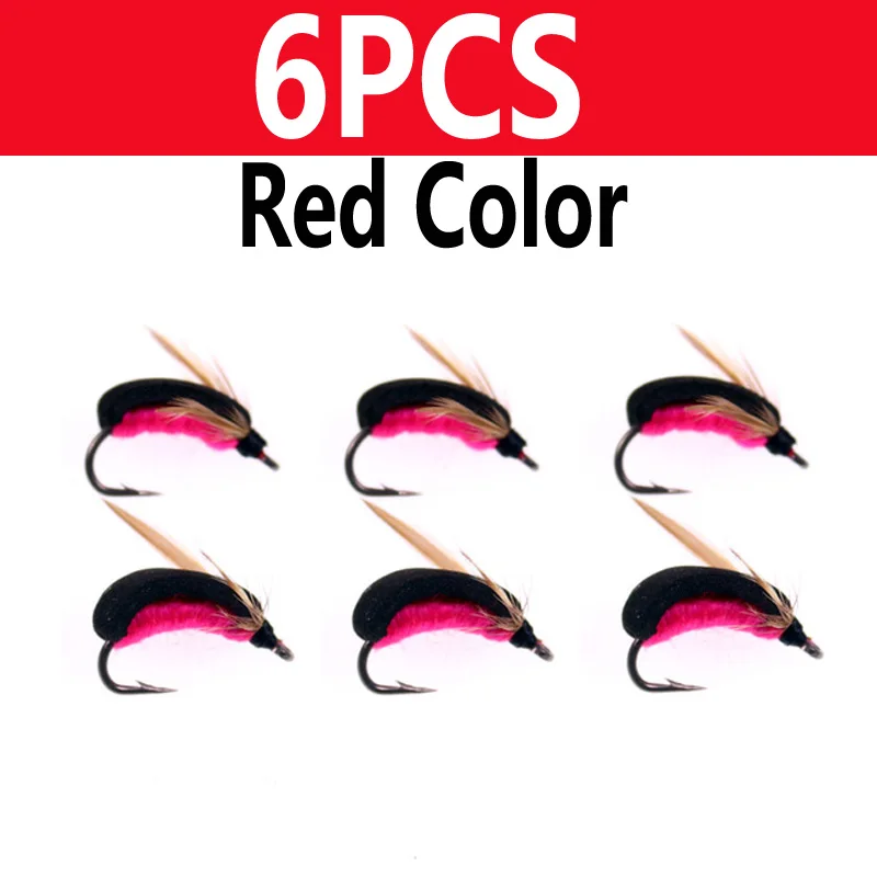 Red 6pcs Wifreo 6 шт.#10 ловля на карпа, лодочник, летающая карпа на молнии, наживка, похожая на жука, для ловли нахлыстом, мухи, приманки, красный, оранжевый, зеленый цвет - Цвет: Red 6pcs