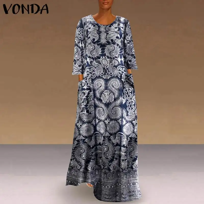 Bohemian Maxi Long Dress Women Long Sleeve Sundress Vintage Printed Long Maxi Dresses VONDA 2020 Casual Loose Robe Plus Size Bohemian Maxi Long Dress Women Long Sleeve Sundress Vintage Printed Long Maxi Dresses VONDA 2020 Casual Loose Robe Plus Size