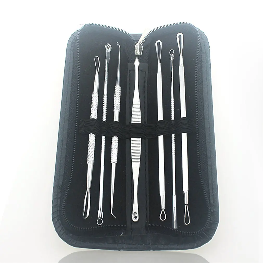 7pcs set Closed acne needle blackhead acne beauty pin squeeze pox inclined elbow to Zhifang tweezers 3