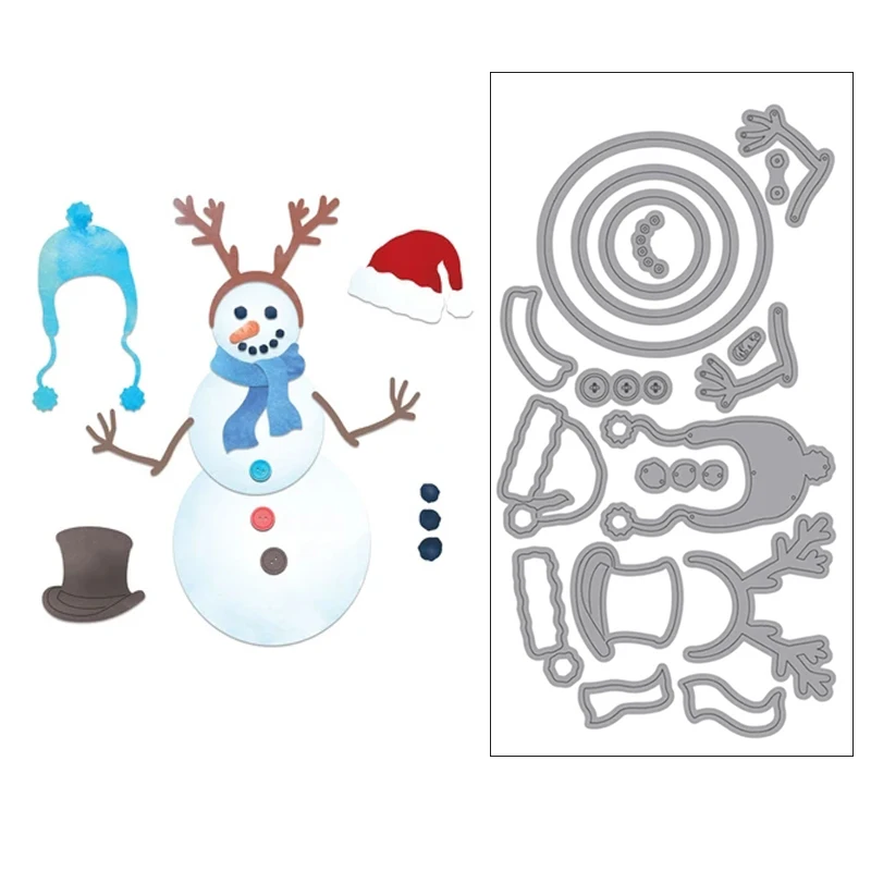 

2020 New DIY Snowman Component 3D Metal Cutting Dies Scrapbooking For Decorative Paper Stencil Craft Card Making no Stamp