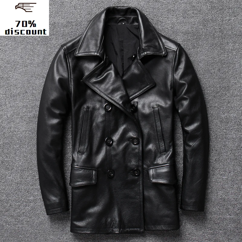 

2020 New Men's Genuine Leather Jacket Men pilot sheepskin leather jacket blouson homme thickened fur one piece leather