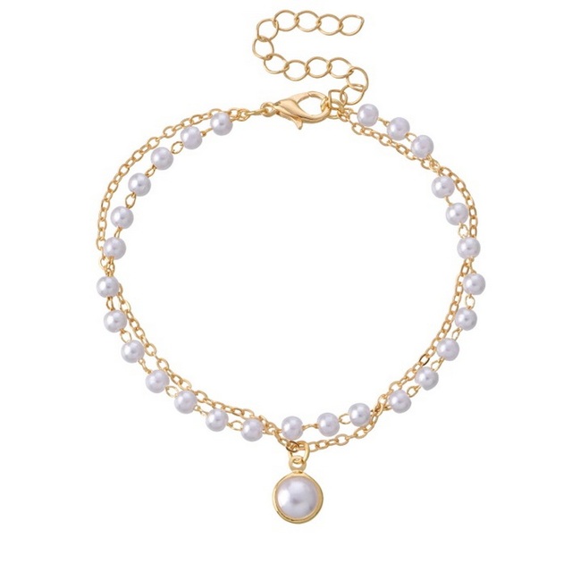 Simple Multilayer Simulated Pearl Bracelet for Women Ins Temperament Sweet Pendant Bracelets Jewelry Accessories Gift