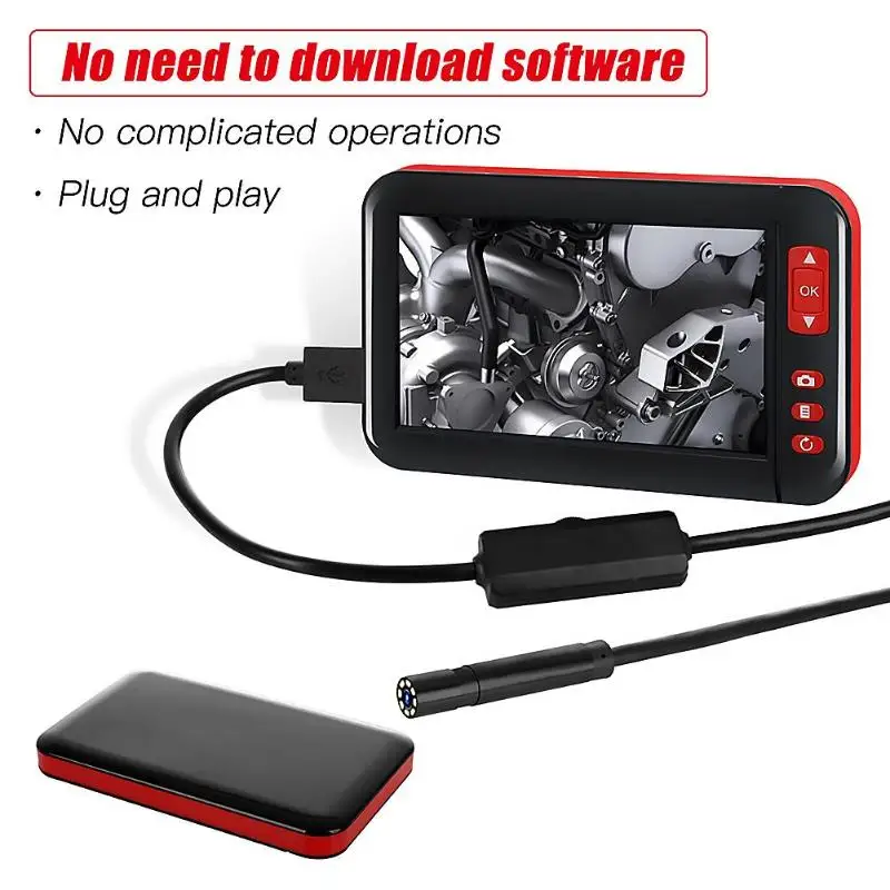 Промышленный 8 мм 8 светодиодный Len 2MP IP68 эндоскоп с экраном 4,3 дюйма 1080P HD