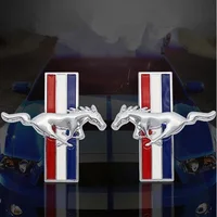 metal car sticker 3D Metal Car Stickers Mustang Running Horse Fender Side Emblem Badge Sticker Ford Mustang Shelby GT Rear Trunk Decal Car Styling (1)