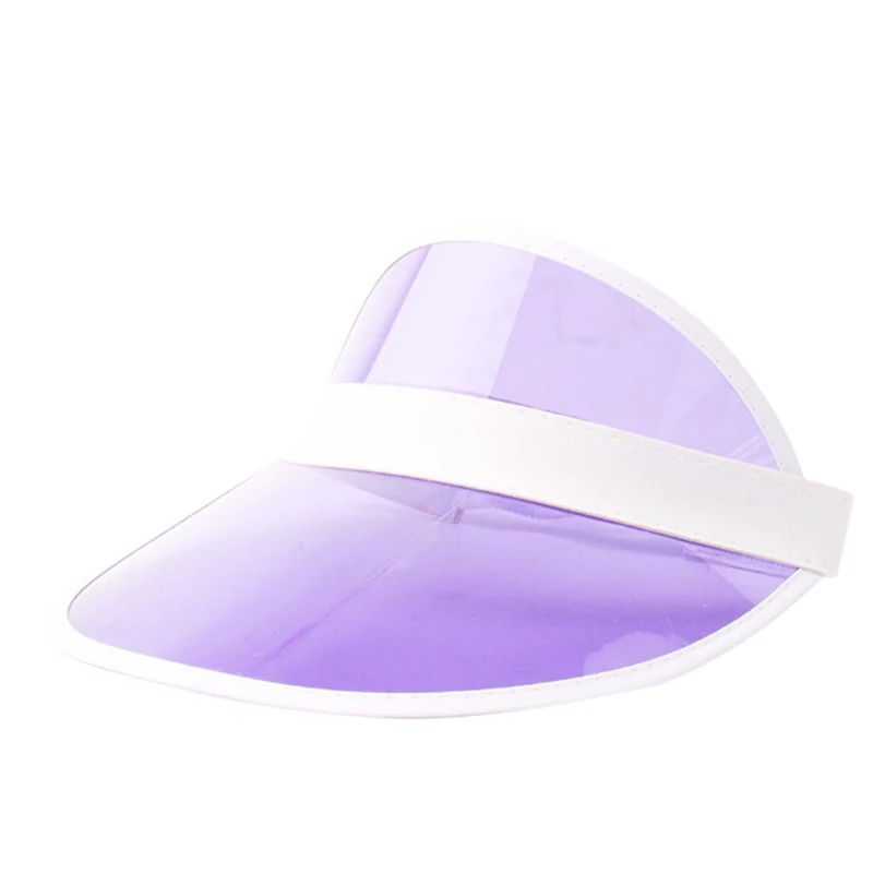 Purple 1 шт. летняя шляпа из ПВХ солнцезащитный козырек вечерние повседневные шляпы прозрачная пластиковая солнцезащитная Кепка Для Взрослых - Цвет: Purple