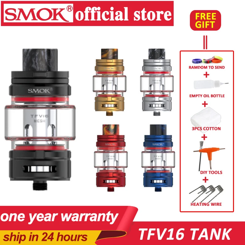 

Original 9ml SMOK TFV16 Tank Electronic Cigarette Atomizer 510 thread with 0.6 0.8 Mesh Coil Vaporizer VS TFV12 Prince Tank Vape