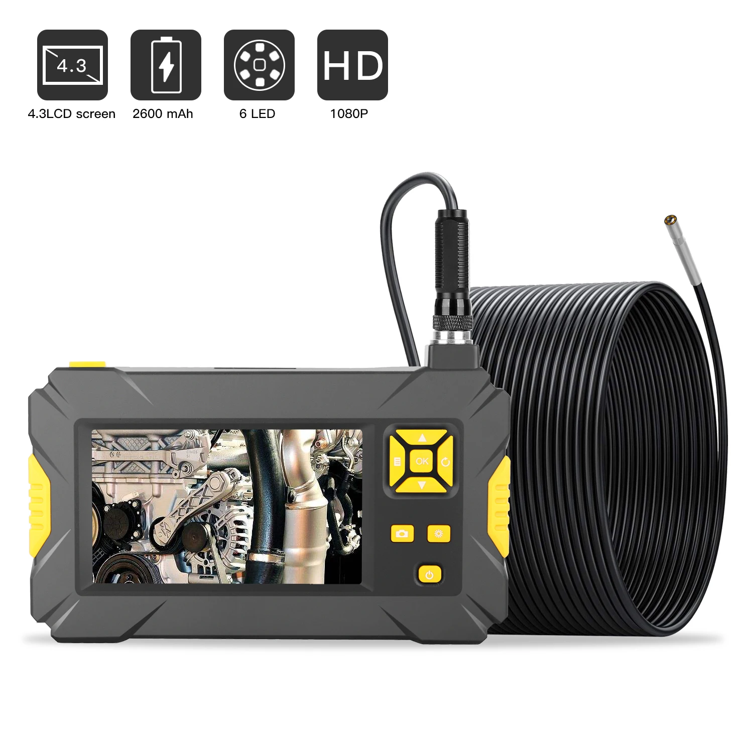 P30 HD 4.3inch HD Display 1080P 3.9mm Handholod IP68 Waterproof Borescope Inspection Endoscope Camera with 2600mAh Battery 4 3inch pipeline drain video inspection camera system for piprline drain cleaner 8500ma battery with 6 led night vision