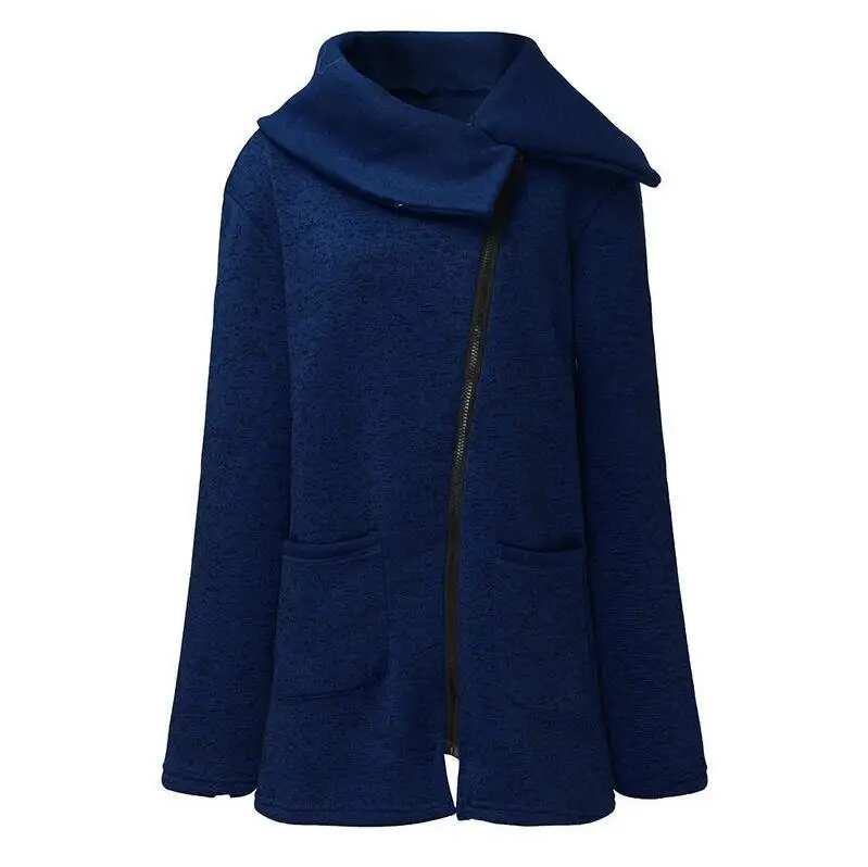 navy blue Модная осенне-зимняя женская куртка, большие размеры, на молнии, Женское пальто, теплая уличная одежда, новинка, женские куртки, верхняя одежда - Цвет: navy blue