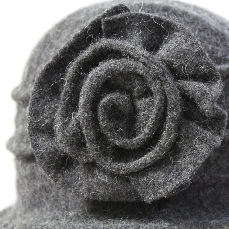 Женские Элегантные Skullies береты модные зимние новые женские чистая высококачественная шерсть вязаные шапки с большим цветком 5 цветов