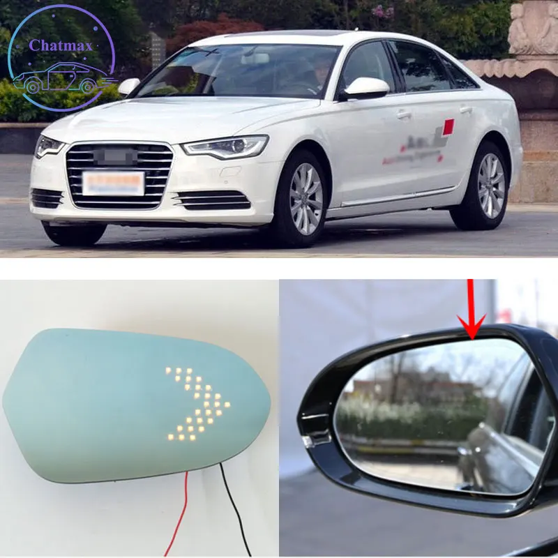 

For AUDI A6L/A6Allroad S6 12-17 Car Left Right Side Wing Rearview Blue Mirror HD Glass Lens With Heated Function LED Turn Signal
