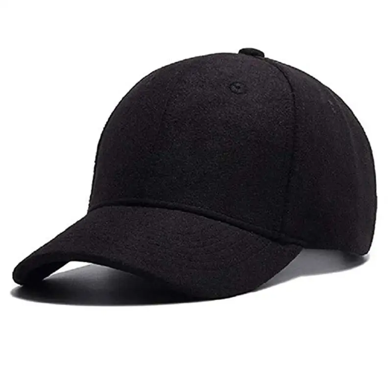 Осенняя шерстяная Кепка Snapback из гибкой ткани, безопасная и удобная Корейская однотонная бейсбольная Повседневная Кепка для мужчин и женщин - Цвет: Черный