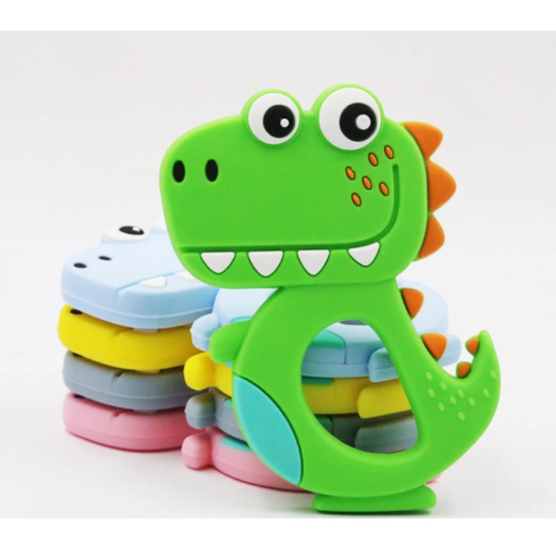 Детские Силиконовые Прорезыватели для зубов с героями мультфильмов, животные, олень, динозавр, прорезыватели, подвеска ожерелье аксессуар, BPA бесплатно, жевательные игрушки для детей