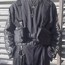 Punk Chest Bag Hip-Hop Tactical Streetwear Waist Pack Unisex Outdoor Functional Vest bags Two Pockets Harness Chest Rig Bag
