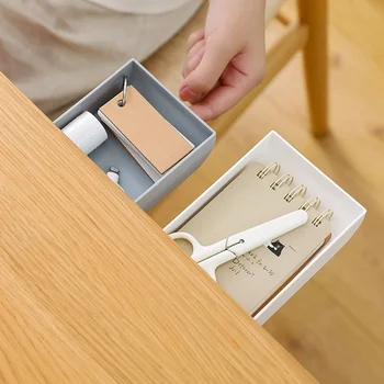 

Hidden Table Under Paste Plastic Desk Organizer Memo Pen Stationery Storage Box Case Desk Drawer Divider Stationery Sticky Decor