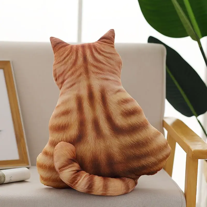 Милый 3D Кот Печать Плюшевая Игрушка моделирование кошка задняя Подушка Диван Декоративные подушки детский подарок на день рождения