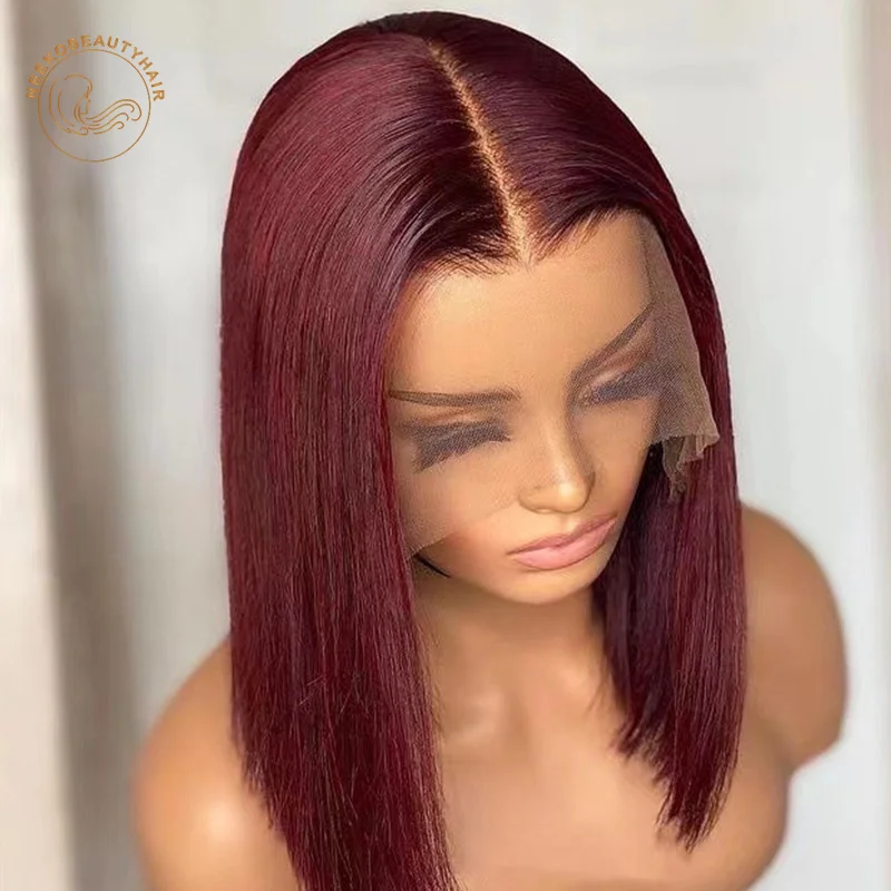 Red Bob Lace Front Wig 13X4 Colored Human Hair Lace Frontal Wigs Ombre 1B/27 Honey Blonde Ginger Burgundy 99J Short Bob Wigs
