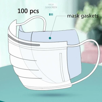 

100 Pcs Disposable Mask Gaskets Anti-dust Activated Carbon Filter Face Mask with Filter Slot