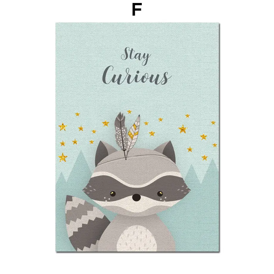 Bear-Rabbit-Fox-Deer-Nursery-Wall-Art-Canvas-Painting-Cartoon-Nordic-Posters-And-Prints-Wall-Pictures (8)