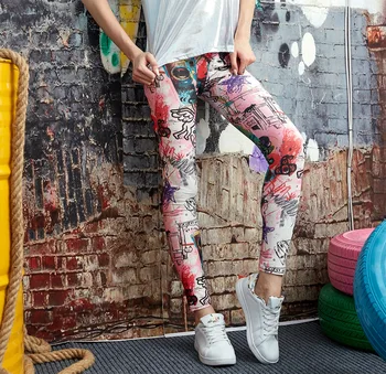 

Leggings Women New Color Angel Graffiti Printed Leggins Mujer Foreign Trade Steampunk Workout Leggings Gothic Womens Clothing