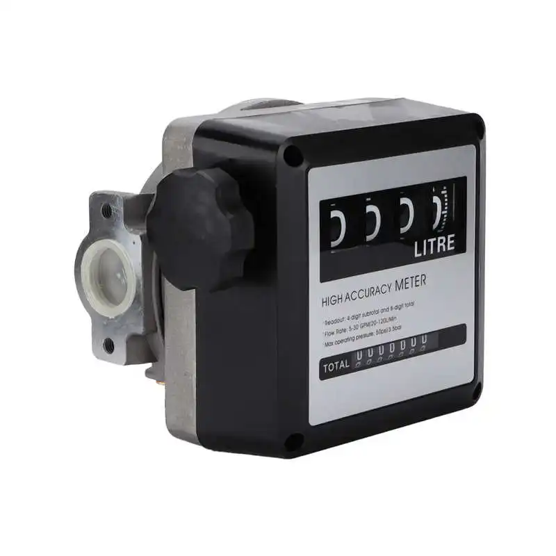 Fuel Flow Meter Gasoline Fuel Transfer Meter 4 Digits Fuel Flow Meter Large Screen Display 5‑30GPM 20‑120L/Min High Accuracy for Gasoline