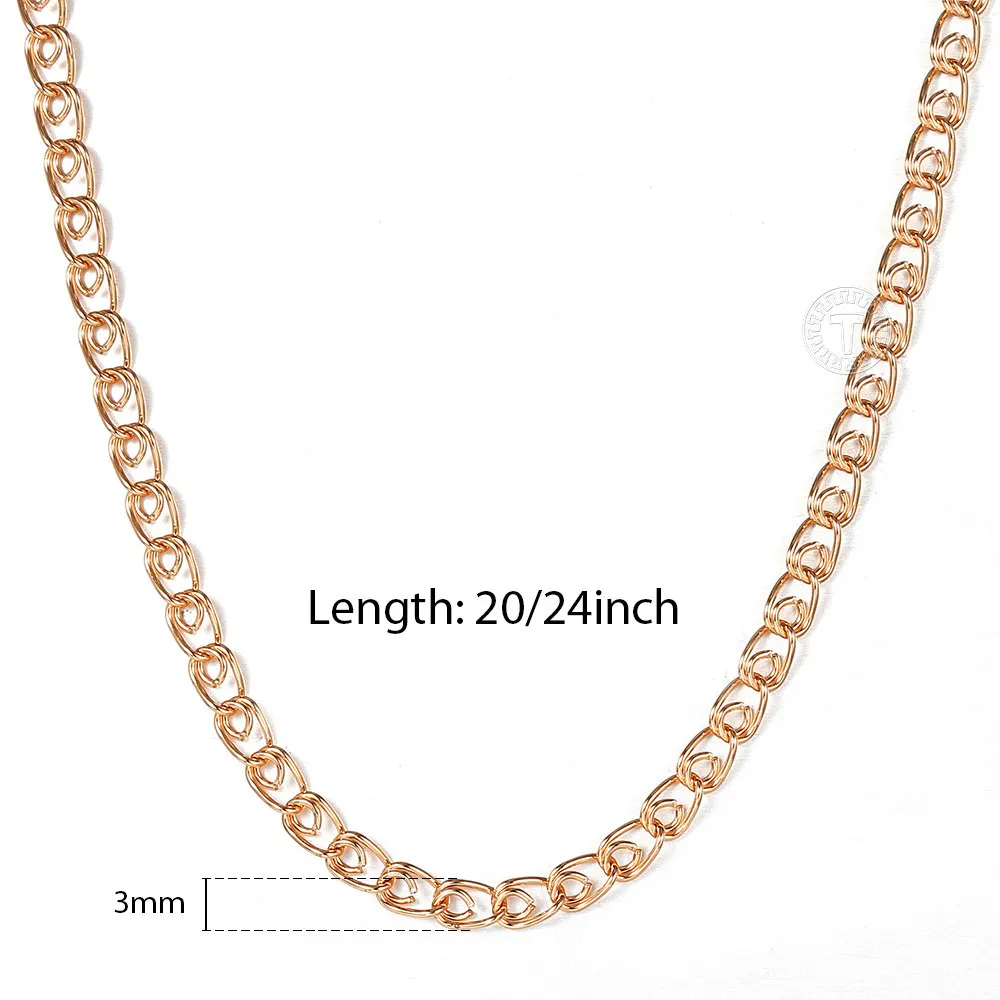Rose Gold Necklace 585 Women Men's 50/60cm Foxtail Curb Weaving