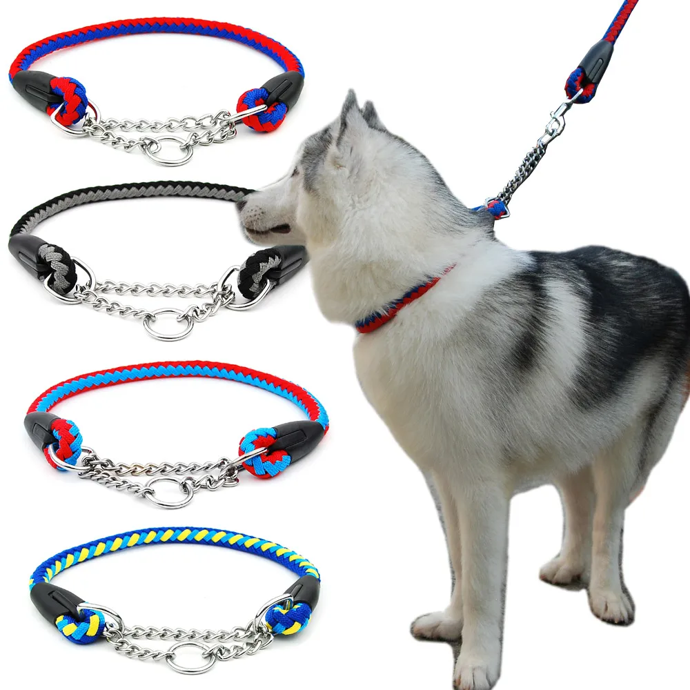 Martingal Dog Rope Collar Rope Slip Chains Pinch Choke Collar with