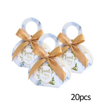 

20Pcs Wedding Candy Box With Ribbon Candy Packaging Boxes Wedding Souvenirs Birthday Party Christmas Baby Shower Favors Gift Box