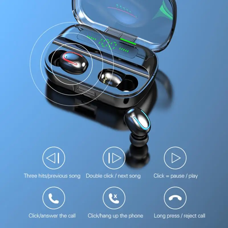 Wireless Headphone TWS Bluetooth 5 0 Headset Waterproof Stereo Earphones LED Electricity Display With Noise reduction Mic New