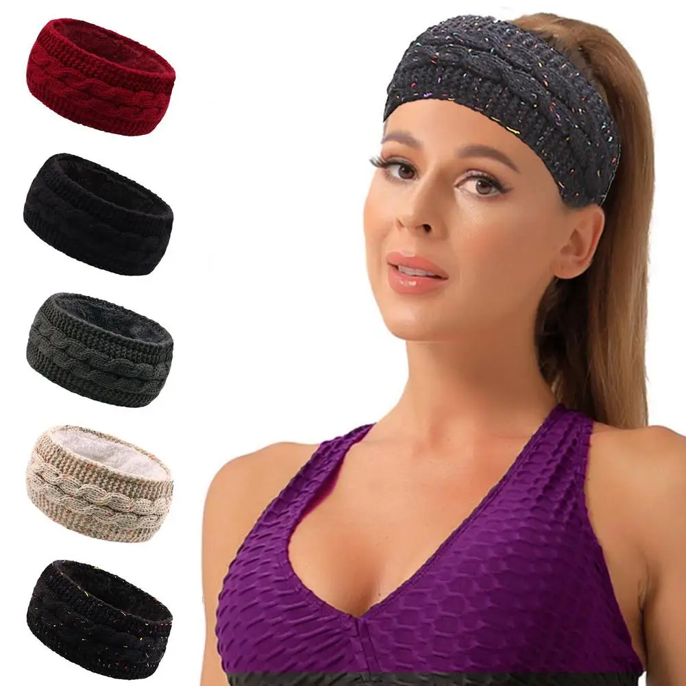 Fluffy Knitted Headband Sports Headband Earmuffs Waterproof And Windproof Handmade Fashion