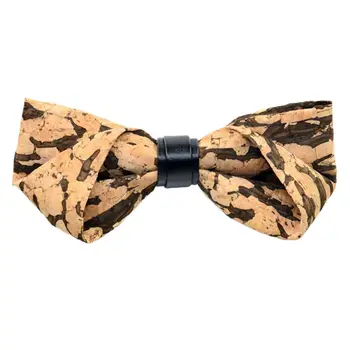 

Mens Creative Soft Wood Grain Pre-Tied Bow Tie French Style Double Layer Adjustable Length Classic Wedding Formal Necktie