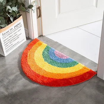 

Home Washable Cartoon Bathroom Non-slip Door Pad Semicircle Shape Pad Mat Water Rainbow Bedroom Foot Absorb Decoration Floor