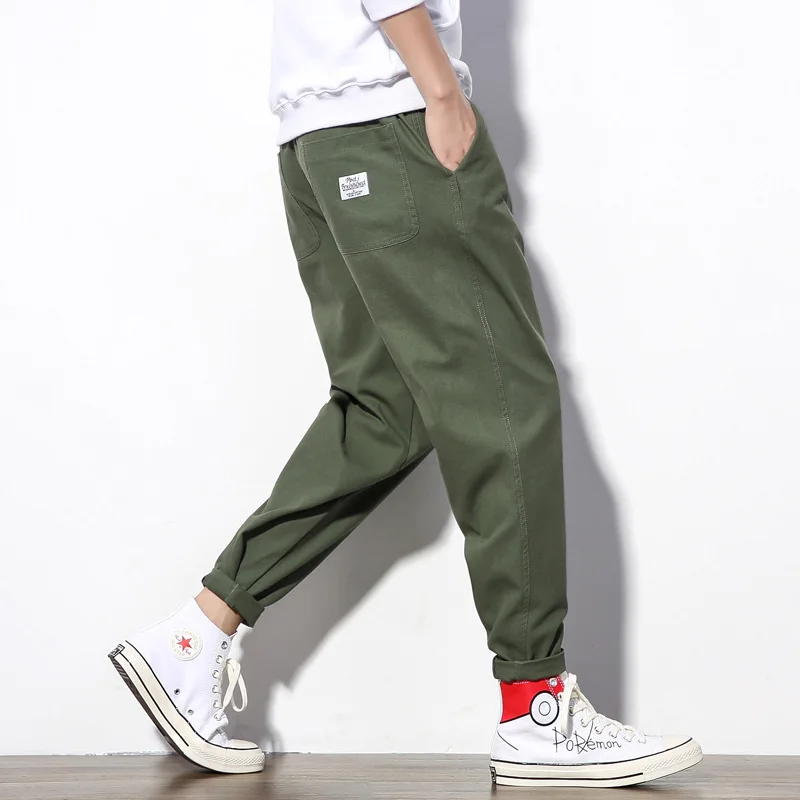 

Large Size 2019 Autumn New of Large Size Men's White Walls Origional Elastic Waist Solid Color Casual Pants Capri Pants K5