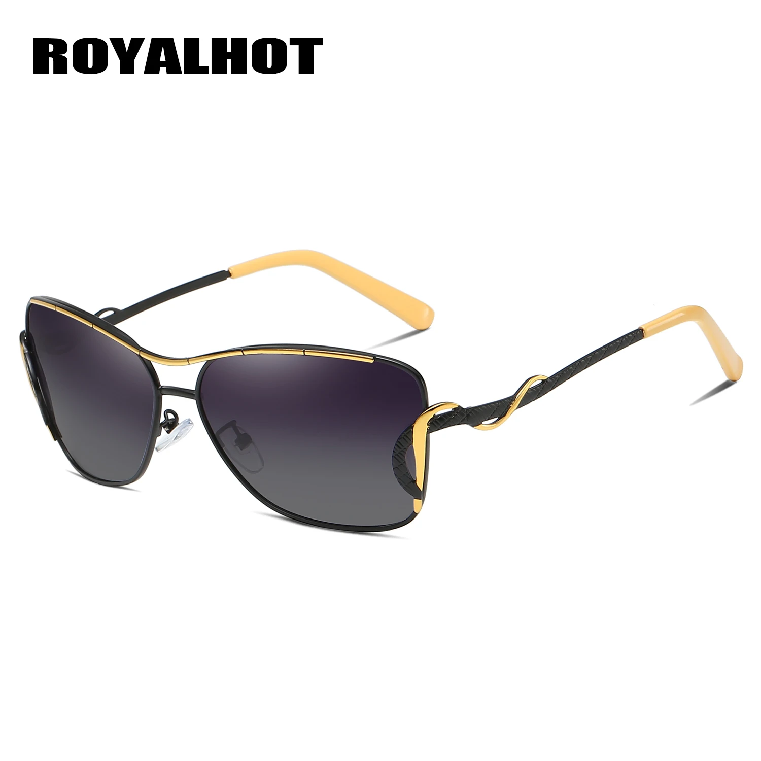 RoyalHot, поляризационные, Овальные, алой, кривая оправа, солнцезащитные очки для женщин, негабаритные, для вождения, солнцезащитные очки, оттенки, Oculos masculino, мужские, 60013 - Цвет линз: Black