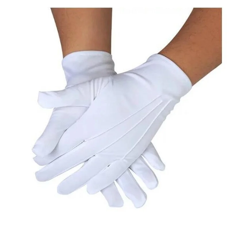 1pair Three-strength White Labor Insurance Thin Etiquette Reception Wenwan Circling Parade Military Security Performance Gloves