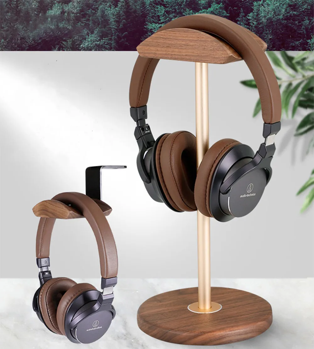 Universal Wood Headphone Stand Creative Display for bracket for Headset Simple Holder Rack Hang Non slip Space Saving