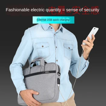 

2020Portable Shoulder Bag USB Charging Interface Laptop Computer Bag Casual Unisex Solid Zipper Casual Tote Men Women