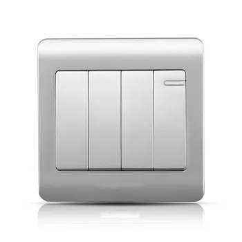 

Switch socket home multi-control wall switch four open space silver fluorescent panel Double control / Single control
