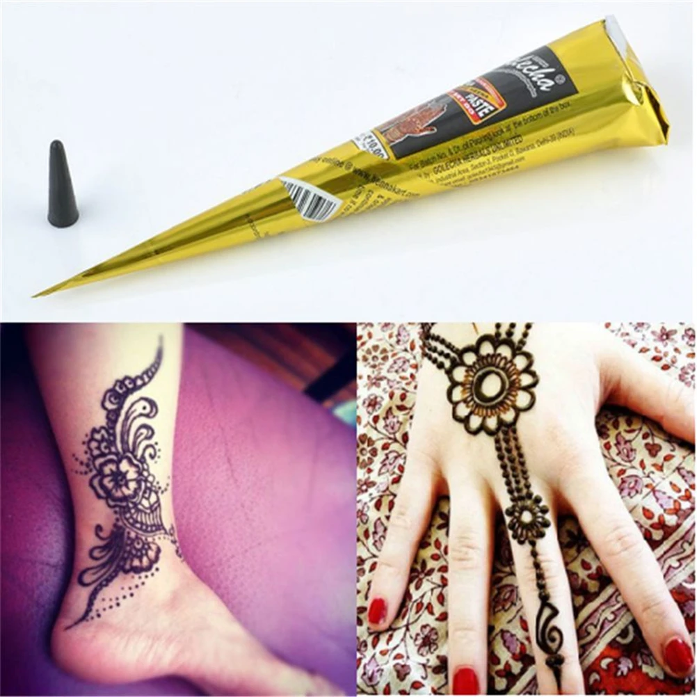 New 1PC Black Natural Herbal Henna Natural Tube Cones Indian Temporary Tattoos Body Art Kit Paint Tool