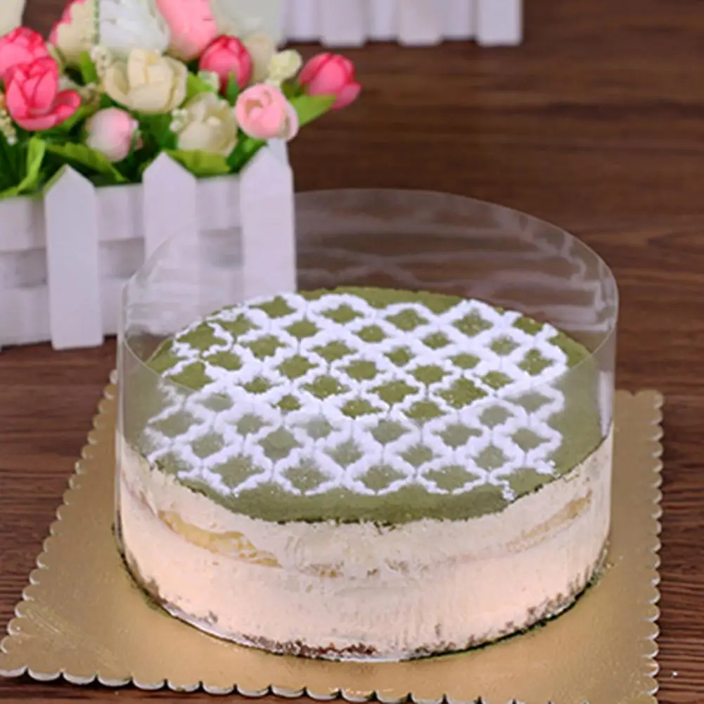 

Transparent Mousse Cake Dessert Surrounding Hard Bounded Decorative Sheet Food Film Around Cake Edges OPP Plastic Band