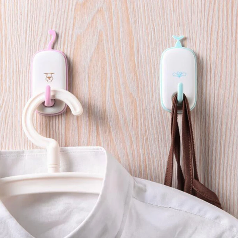 6pcs Bathroom Towel Hanger Clothes Hook Strong Self Adhesive Wall Door Holder Cartoon Kitchen Bath Wall Hanger Wall Hook