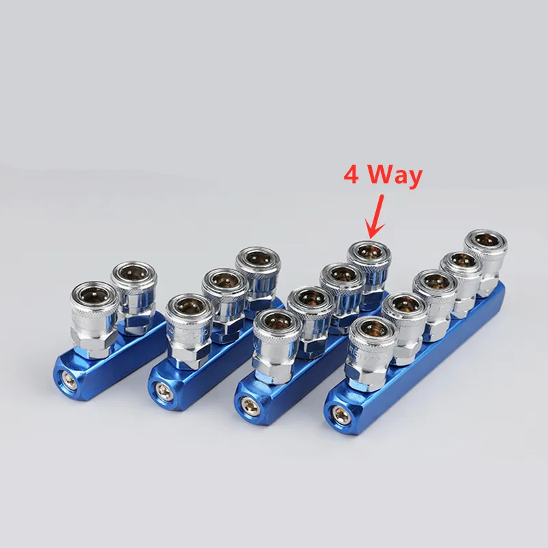 2/3/4/5Way Quick Connector gas channel distributor Air Compressor Manifold Multi Hose Coupler Fitting Pneumatic Tools - Цвет: straight 4 Way